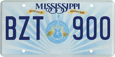 MS license plate BZT900