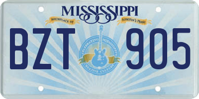 MS license plate BZT905