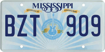 MS license plate BZT909
