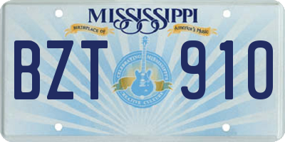 MS license plate BZT910