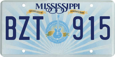 MS license plate BZT915
