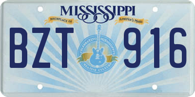 MS license plate BZT916