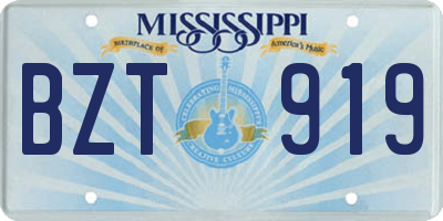 MS license plate BZT919