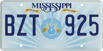 MS license plate BZT925