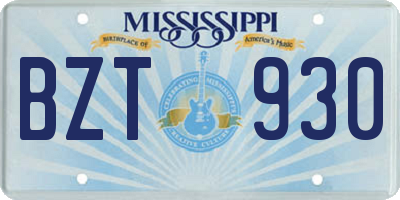MS license plate BZT930