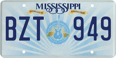 MS license plate BZT949