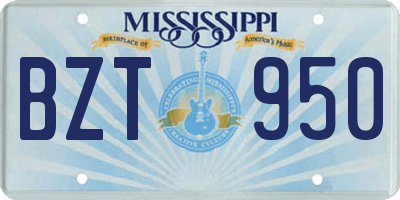 MS license plate BZT950