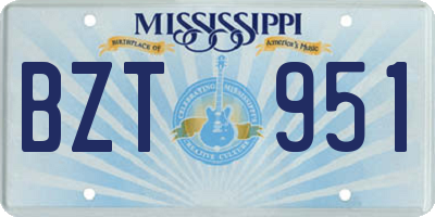 MS license plate BZT951