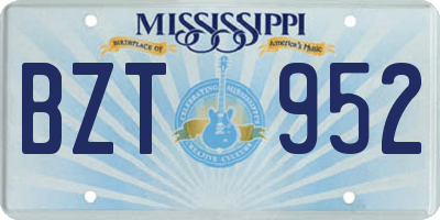 MS license plate BZT952
