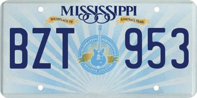 MS license plate BZT953