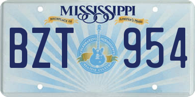 MS license plate BZT954