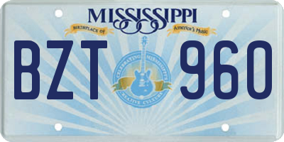 MS license plate BZT960