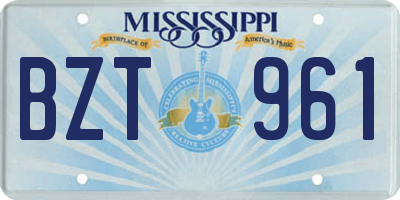 MS license plate BZT961