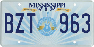 MS license plate BZT963