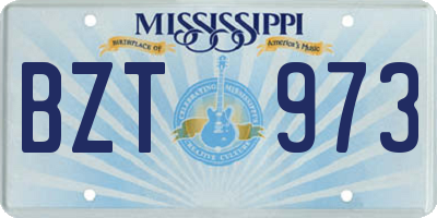 MS license plate BZT973