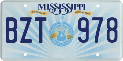 MS license plate BZT978