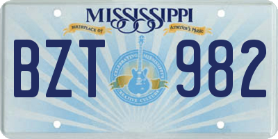 MS license plate BZT982