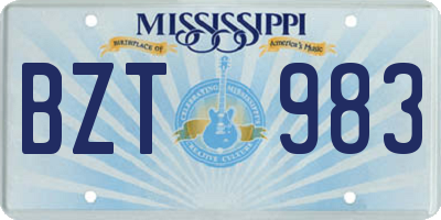 MS license plate BZT983