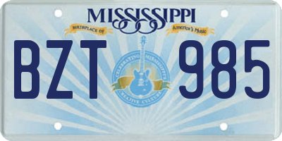 MS license plate BZT985