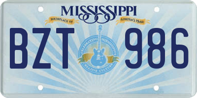 MS license plate BZT986