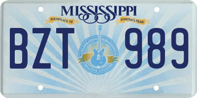 MS license plate BZT989