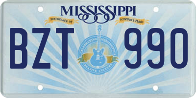 MS license plate BZT990