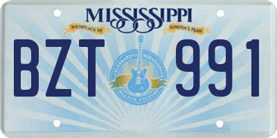 MS license plate BZT991