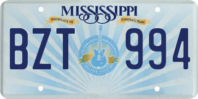 MS license plate BZT994