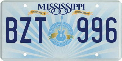 MS license plate BZT996