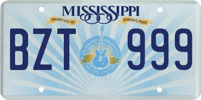 MS license plate BZT999