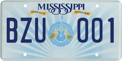 MS license plate BZU001