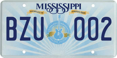 MS license plate BZU002