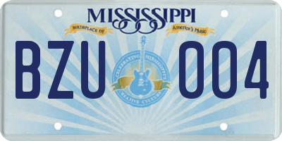 MS license plate BZU004