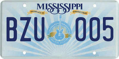 MS license plate BZU005