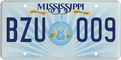 MS license plate BZU009