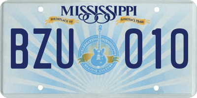 MS license plate BZU010