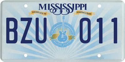 MS license plate BZU011