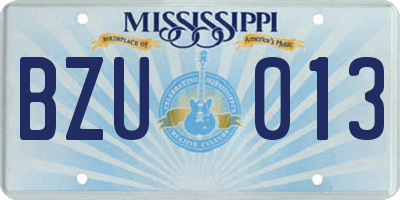 MS license plate BZU013