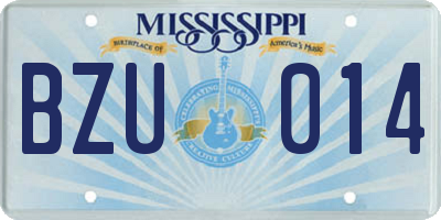 MS license plate BZU014