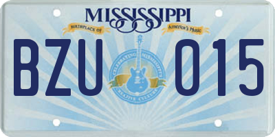 MS license plate BZU015
