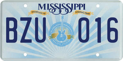 MS license plate BZU016
