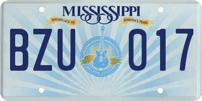 MS license plate BZU017