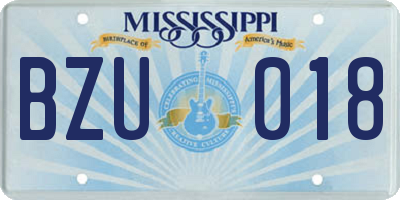 MS license plate BZU018