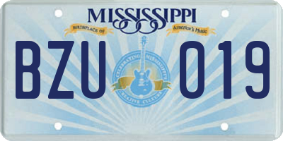 MS license plate BZU019