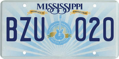 MS license plate BZU020