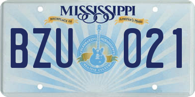 MS license plate BZU021