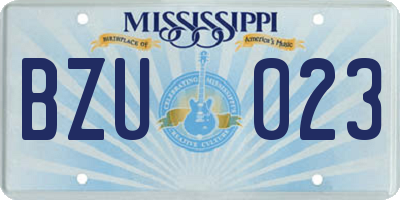 MS license plate BZU023