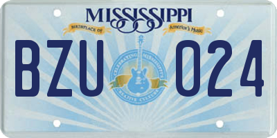 MS license plate BZU024