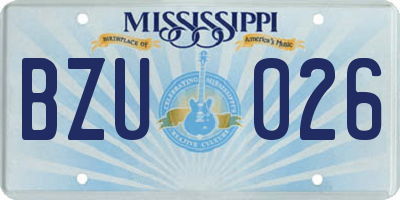 MS license plate BZU026