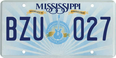 MS license plate BZU027